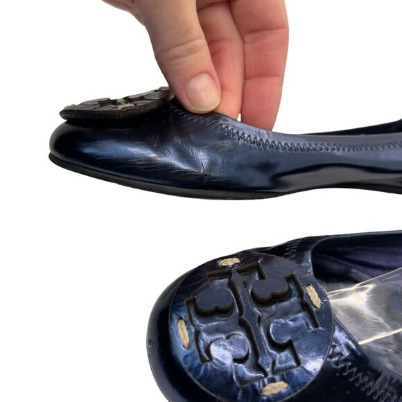 Blue Tory Burch Patent Reva Ballet flats 7 - Picture 8 of 16